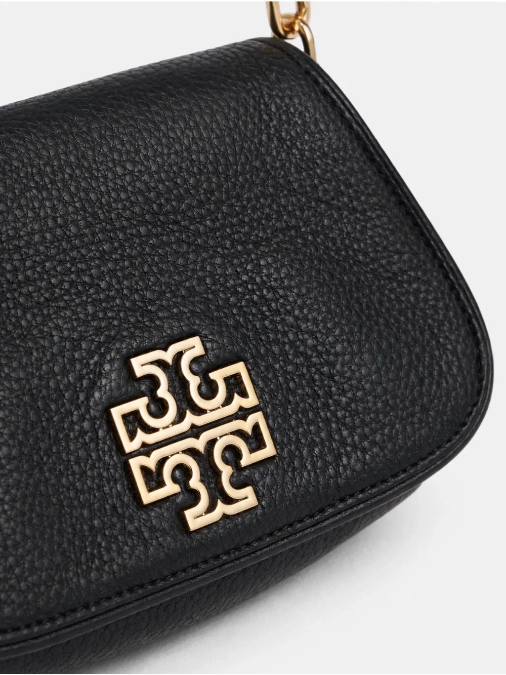 Tory Burch Black Pebbled Leather Crossbody with Gold Logo